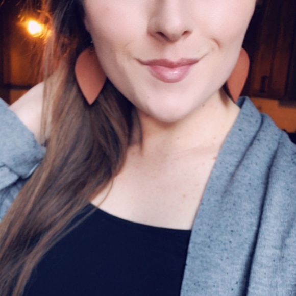 2 Inch | Brown Petal Leather Earrings - Picture 5 of 6